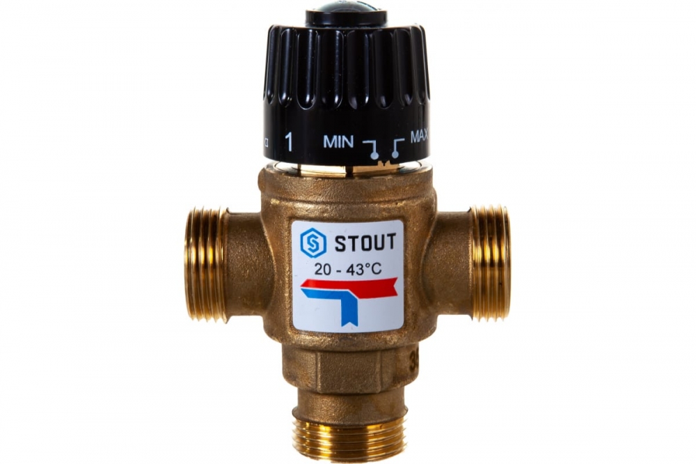 Термостатический смесительный клапан для систем отопления и ГВС 3/4 НР 20-43 С KV 1,6 STOUT /1/20/